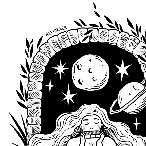 New traditions kvindelig astronaut illustration